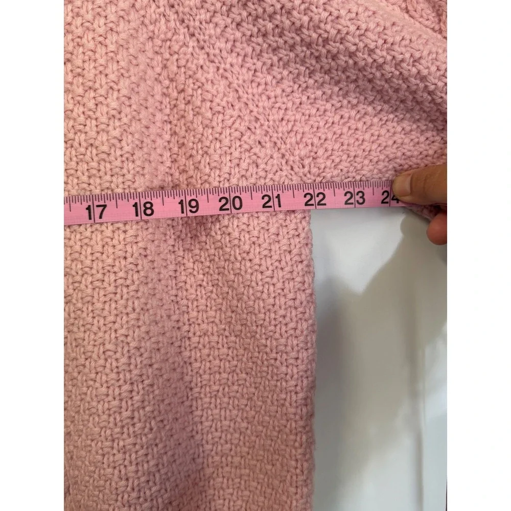 Talbots Vintage Pink Handmade 100% Wool Cable Knit Sweater Button Shoulder Large